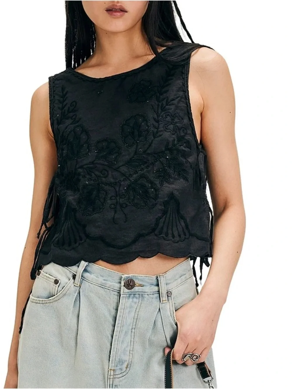 Free People faded gardens top - black